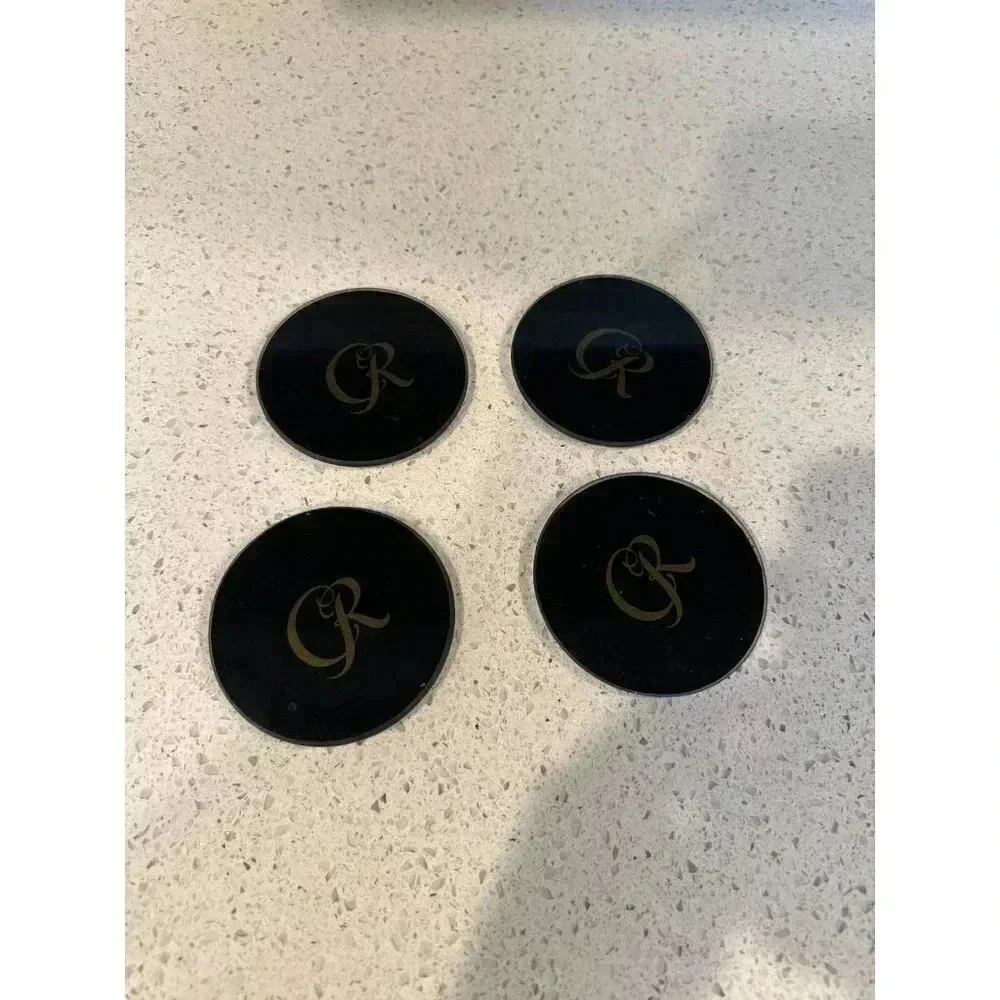 Set Of‎ Four glass Crown Royal Drink Coasters #112